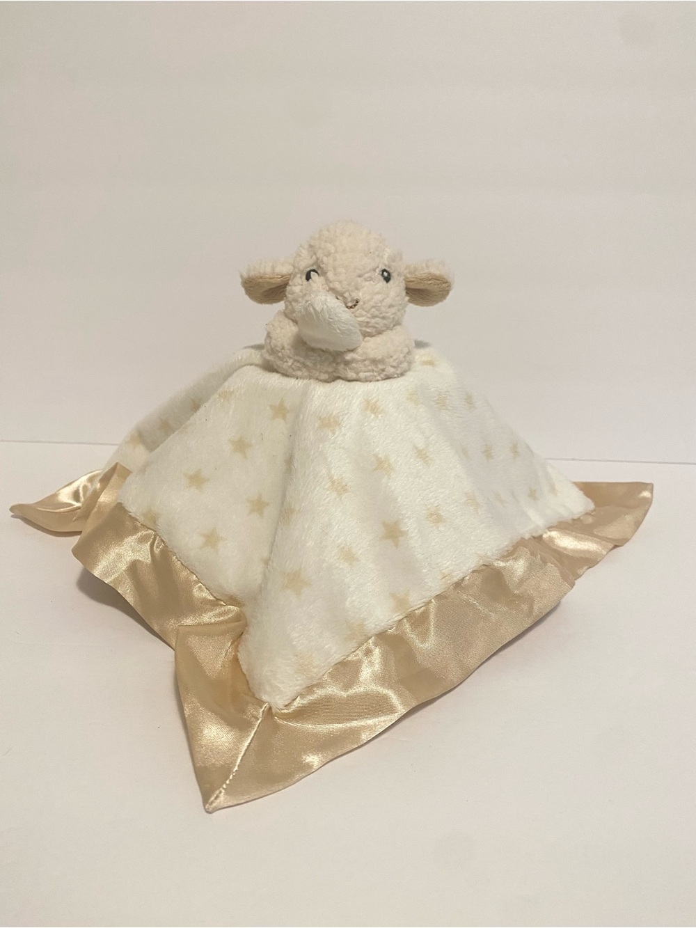 Cloud B Sheep Lamb Lovie Lovey Star Blanket Security Blanket Cream Tan Satin Toy